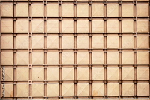 Obraz Squares gate, beige metal. Horizontal image. Space for advertising.