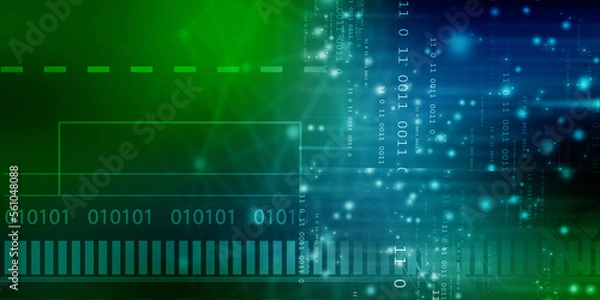 Fototapeta 2d illustration abstract digital binary data on computer screen