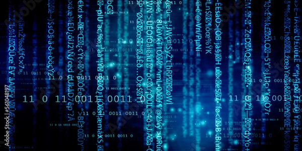 Fototapeta 2d illustration abstract digital binary data on computer screen