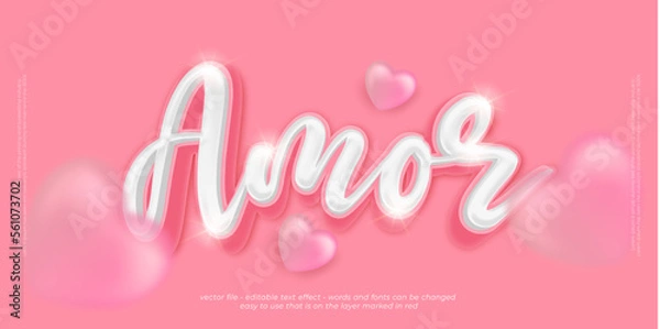 Fototapeta 3d font style amor editable text effect