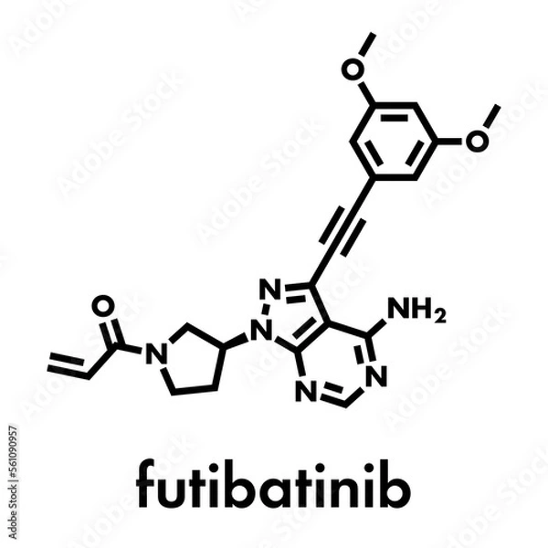 Fototapeta Futibatinib oncology drug molecule. Skeletal formula.