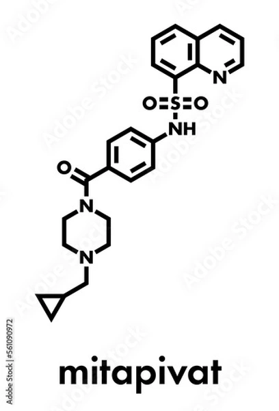 Fototapeta Mitapivat hemolytic anemia drug molecule. Skeletal formula.