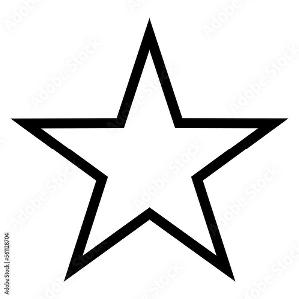Fototapeta Simple monochrome vector graphic of a five pointed star on a white background. All sides and angles are mutually equal