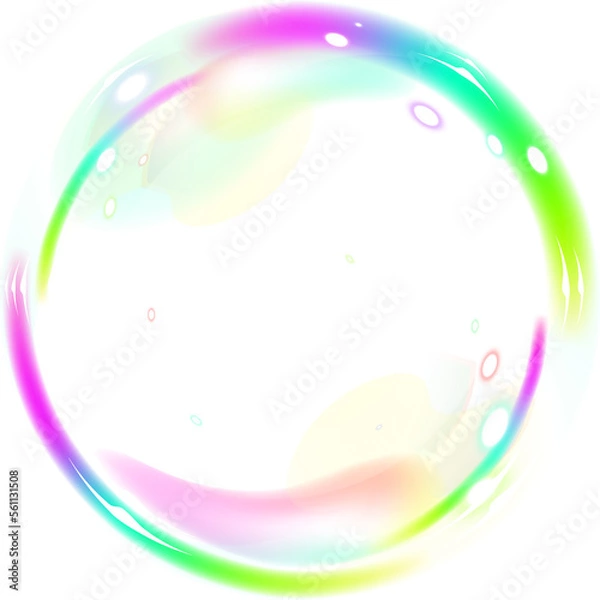 Obraz Illustrated colorful soap bubble isolated on white background.