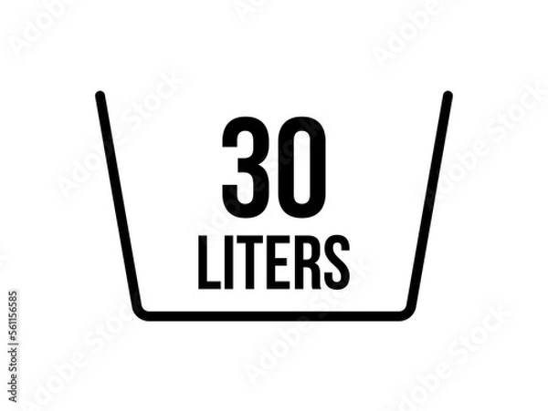 Fototapeta 30 liters icon. Liquid measure vector in liters isolated on white background