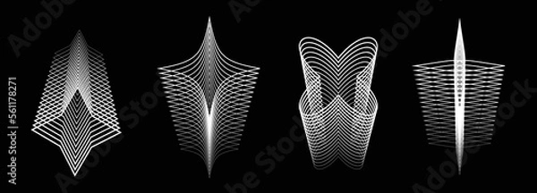 Obraz Abstract shapes collection is a trending mixture modern diverse design elements, geometric shapes. Cyberpunk retro futurism set, vaporwave. Memphis design elements for web, advertisement,poster