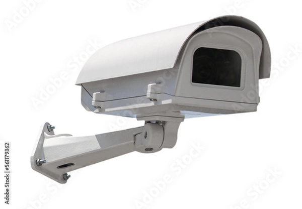 Fototapeta CCTV security camera isolated on a white background