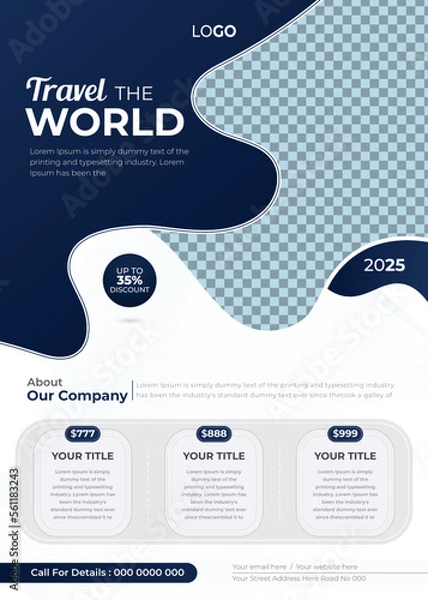 Obraz Tour and Travel Sale Flyer Explore World Poster Brochure Design Layout Space for Photo Background for Travel Agency