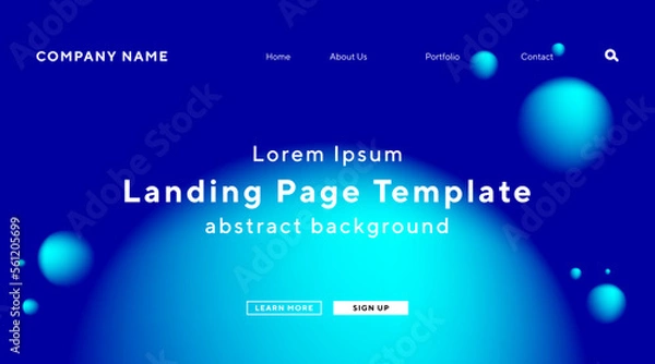 Fototapeta landing page template with sphere orb energy science theme background for website UI template business Annual reports, flyer, poster, magazine cover,brochure template vector EPS.