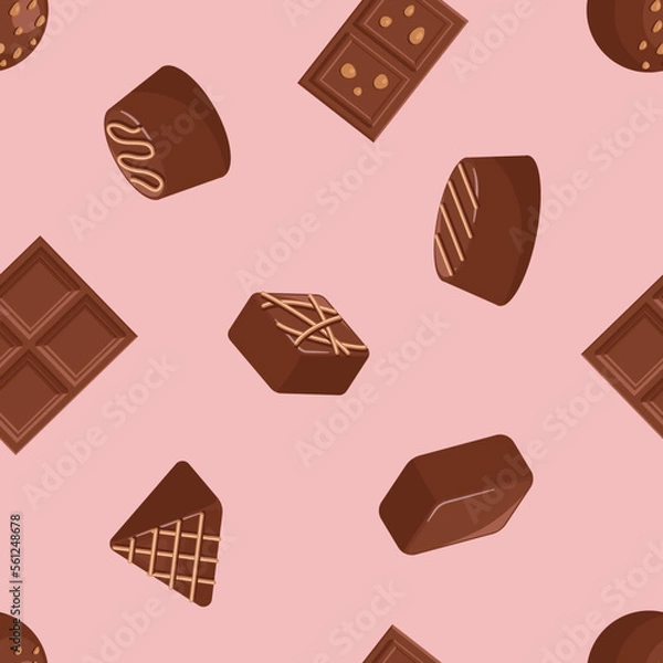 Fototapeta Vector seamless pattern with sweets