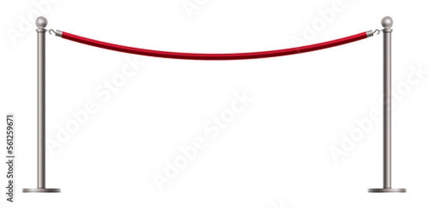 Obraz barricade realistic red rope. Vector illustration 