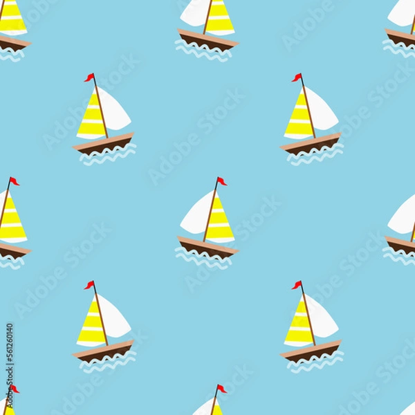 Fototapeta seamless pattern with sailboats