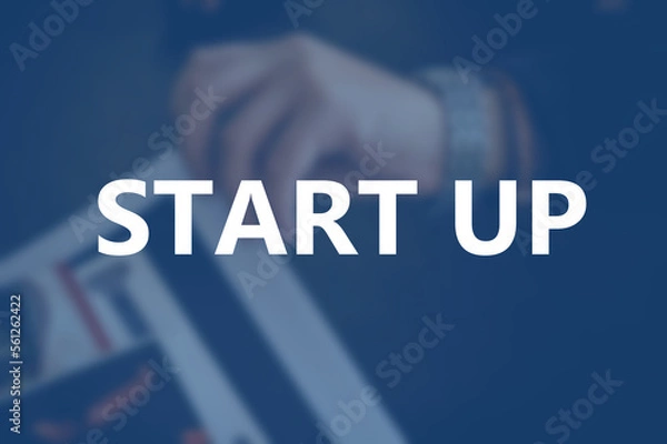 Obraz Start up word on blurring background