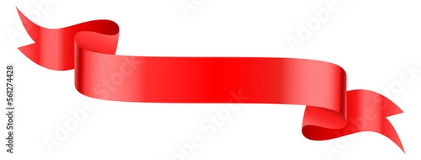 Fototapeta Red ribbon. Realistic banner scroll. Textile mockup
