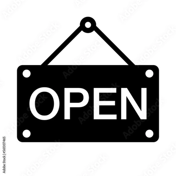 Obraz OPEN silhouette icon. Store open for business. Vector.