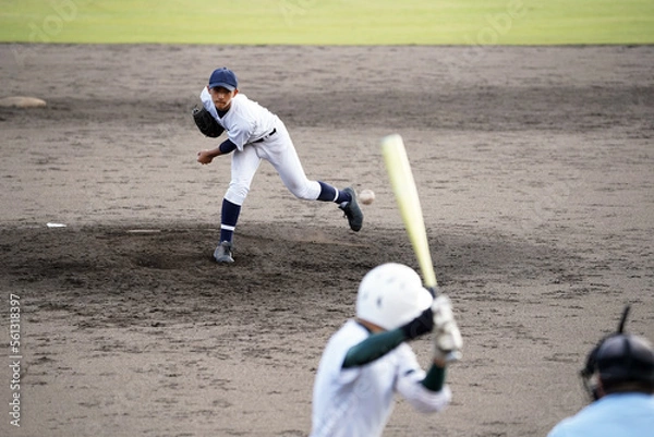 Obraz 左ピッチャーの投球（高校野球）