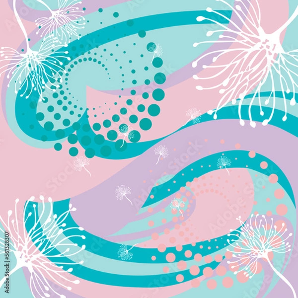 Obraz printed square scarf design template with an abstract floral pattern