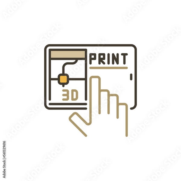 Fototapeta 3D Printing on Tablet Device vector concept colored icon