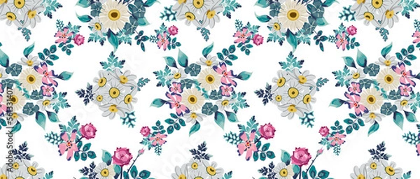 Fototapeta seamless pattern with flowers