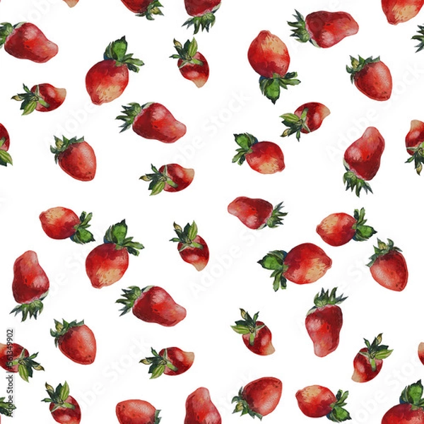 Obraz Pattern from strawberries. Elements in watercolor style