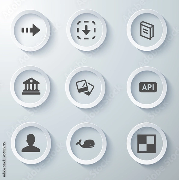 Fototapeta White 3d icons 3d icons set icon collection vector illustration