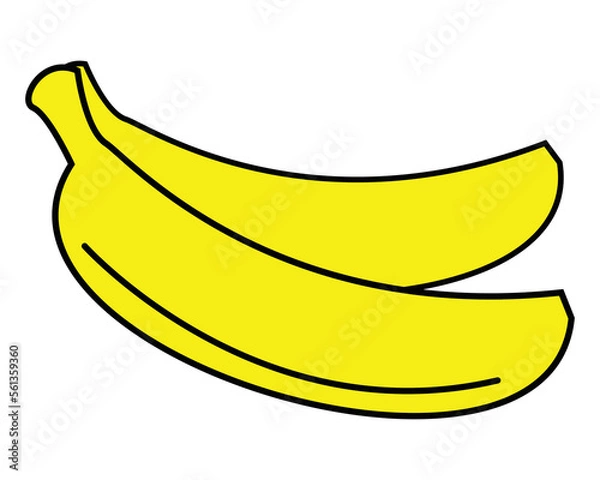 Obraz Coloring Banana Illustration for Kids, banana outline isolated vector, educational banana coloring for kids
