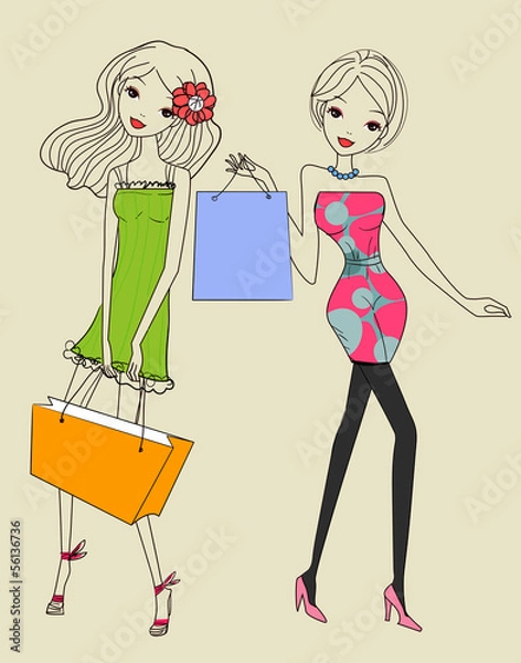 Obraz fashion girls with bags