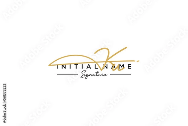 Fototapeta Initial KU signature logo template vector. Hand drawn Calligraphy lettering Vector illustration.