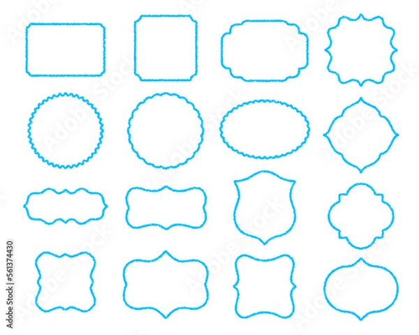 Fototapeta クレヨン素材のいろいろなフレーム・装飾セット