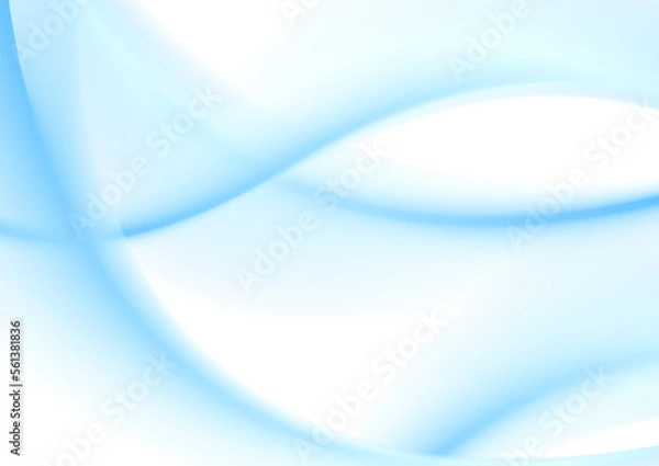 Fototapeta Vibrant blue blurred smooth glossy waves abstract background. Vector design