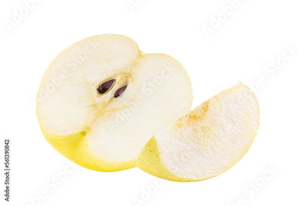 Fototapeta Half of yellow pear fruit on transparent png