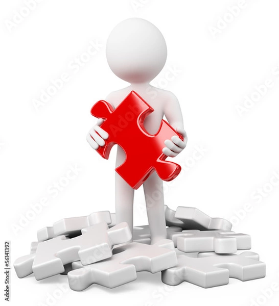 Obraz 3D white people. Find the solution. Puzzle