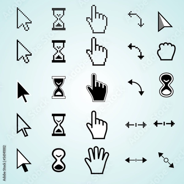 Obraz Cursor Arrow. Hourglass. Hand. Rotate. Scale. Set. Vector