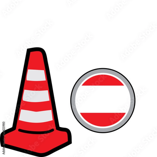Obraz vector traffic cones and warning signs