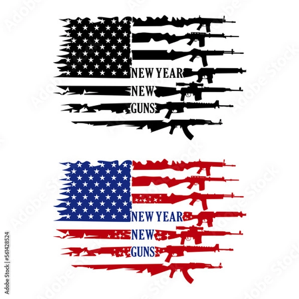 Fototapeta New Year New Guns Design Illustration - 2nd Amendment design background illustration.