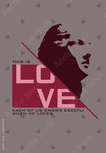 Fototapeta Valentine's day card. Aphrodite. Love. Background with hearts. Viva Magenta color. 