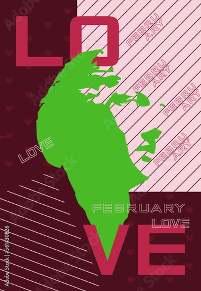 Fototapeta Valentine's day card. Aphrodite, abstract forms. Love. Viva Magenta color.