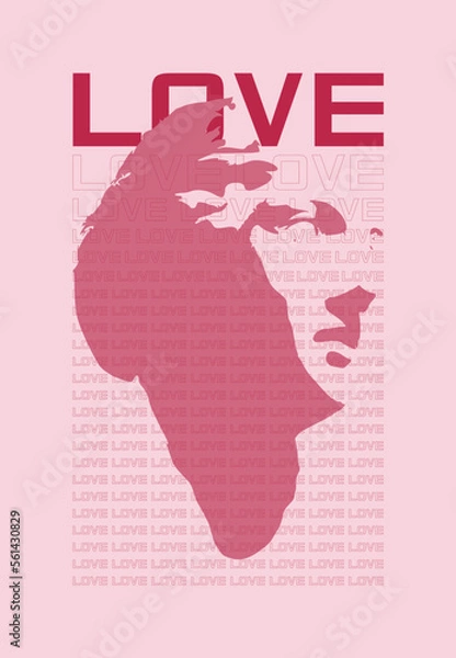 Fototapeta Valentine's day card. Aphrodite. Love. Viva Magenta color. 