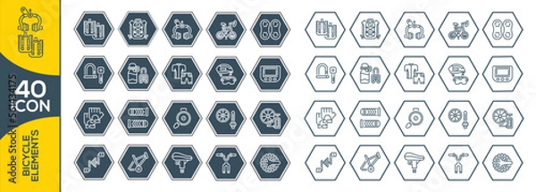 Fototapeta BICYCLE ELEMENTS ICON SET DESIGN