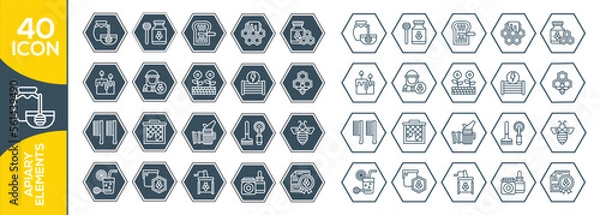 Fototapeta APIARY ELEMENTS ICON SET DESIGN