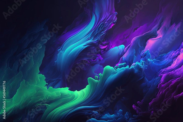 Fototapeta abstract blue, green and purple background, abstract wave background with blue, green and purple colors