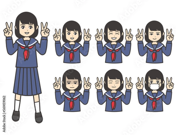 Obraz 女子学生 ピース 01