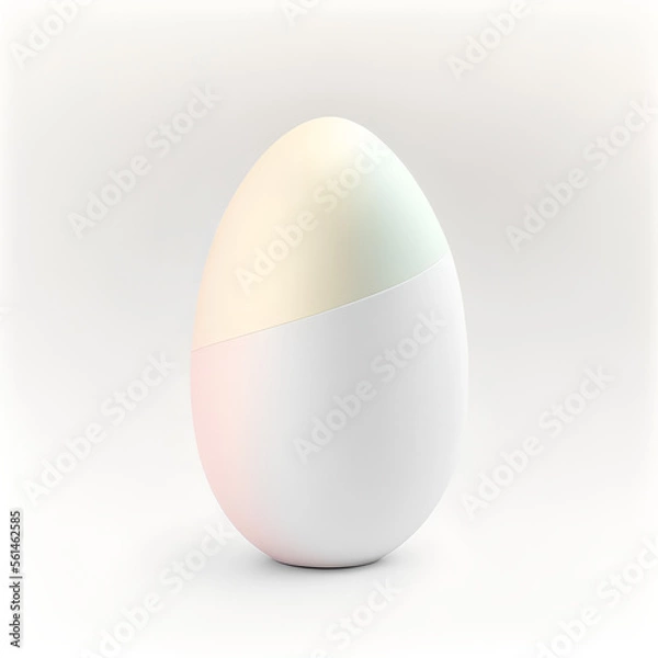 Obraz Minimalist white egg with white background, generative AI