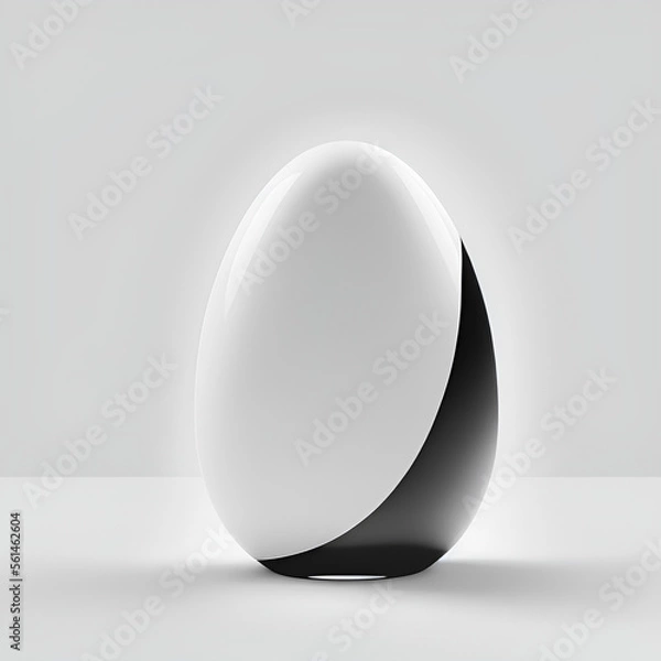 Obraz Minimalist white egg with white background, generative AI