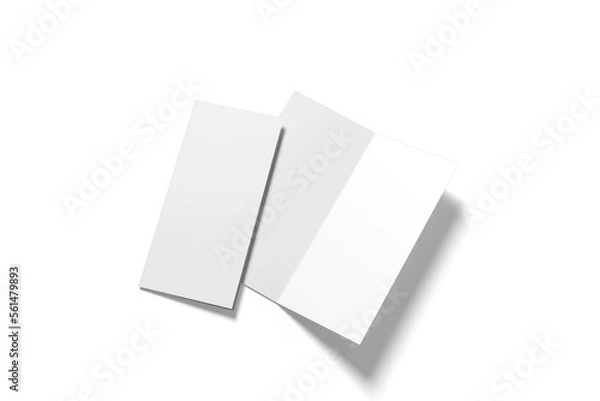 Fototapeta Bi-fold brochure mock up isolated on transparent background. 3D render illustration