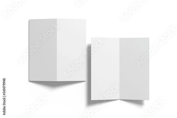 Fototapeta Bi-fold brochure mock up isolated on transparent background. 3D render illustration