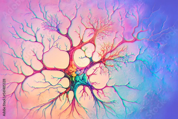 Fototapeta Neurons, brain cells, neural network, 3D illustration