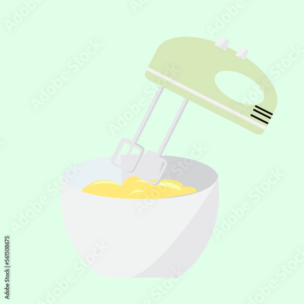 Obraz vector mixer and cake batter being stirred