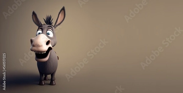 Fototapeta Cute Cartoon Donkey Banner with Room for Copy (Generative AI)