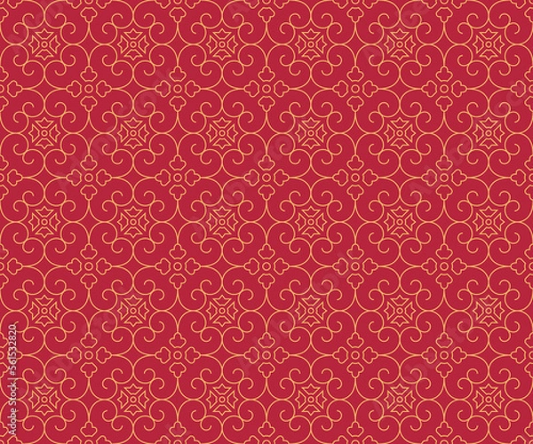 Fototapeta Ornate traditional Chinese abstract line seamless pattern vector illustration